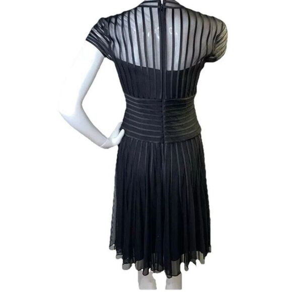 JS Collections Black Mesh Ribbon Detail Cap Sleeve Gothic Romantic Dress - Picture 3 of 8